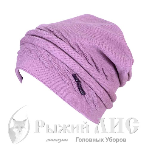 Шапка вязаная женская "Краса" (6741-2, своб., слива)