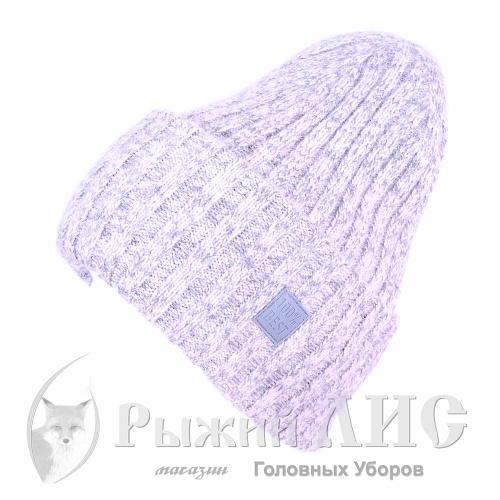 Шапка вязаная с отворотом женская "Аляска" (6561-1, своб., серый светлый)