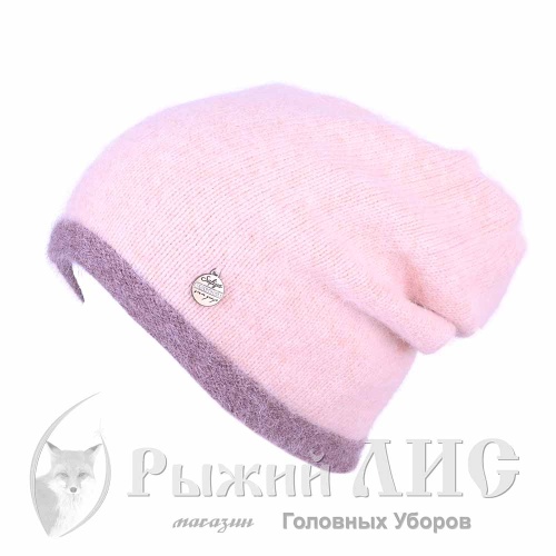 Шапка вязаная женская "Астра" (6576-5, своб., бежевый св./коричневый)