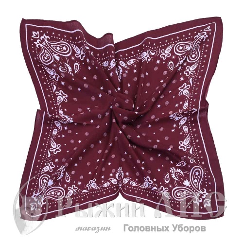 Платок женский "Звездочки" (7008-1, 70/70, бордо/белый)