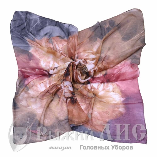 Платок женский "Иллюзия" (6924-14, 95/95, горчица/коричневый)