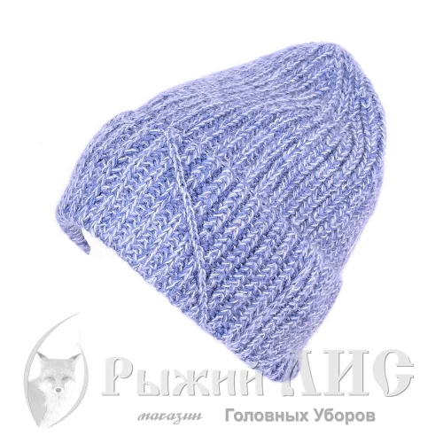 Шапка вязаная с отворотом женская "Лика" (6580-2, своб., джинс)