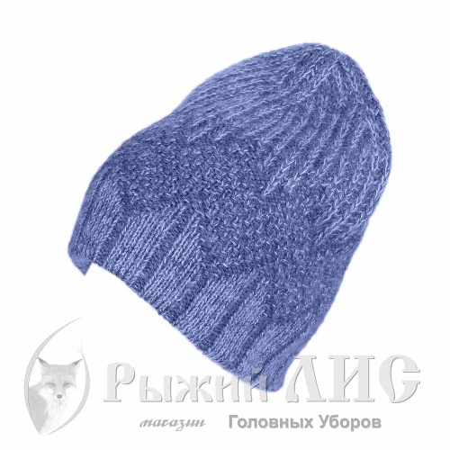 Шапка вязаная женская "Вертикаль" (6977-1, своб., джинс светлый)