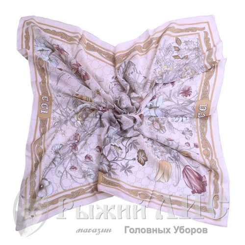 Платок женский "Луговые цветы" (6880-8, 95/95, горчица)