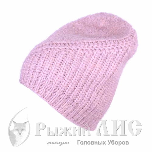 Шапка вязаная женская "Келли" (6568-2, своб., пудра)