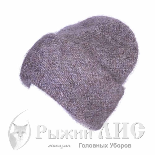 Шапка вязаная с отворотом женская "Элит" (6976-1, своб., бежевый меланж)