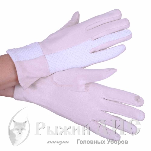 Перчатки женские "Геометрия" (6494-2, 7,5, белый)