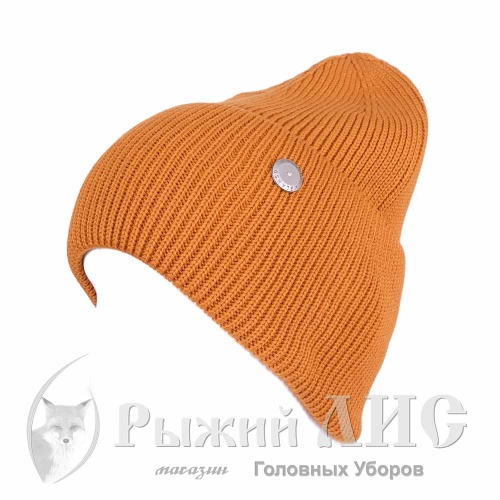 Шапка вязаная с отворотом женская "Бэлла" (5113-14, своб., горчица)