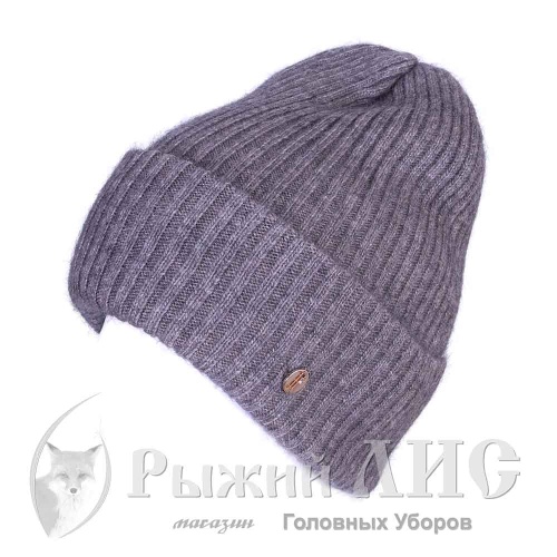Шапка вязаная с отворотом женская "Ларго" (7027-1, своб., коричневый)
