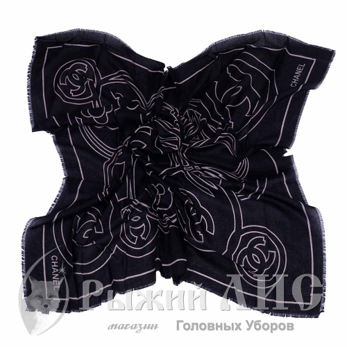 Платок женский "CHANEL" (6539-1, 105/105, черный/бежевый)