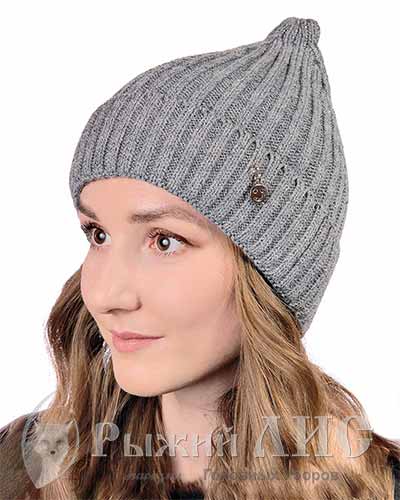 Шапка вязаная с отворотом женская "Ассоль"