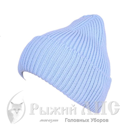 Шапка вязаная с отворотом женская "Перчик"