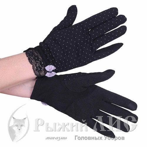 Перчатки женские "Горох" (6823-1, своб., черный)