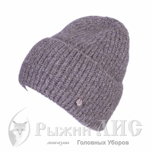 Шапка вязаная с отворотом женская "Амели" (6993-1, своб., коричневый светлый)