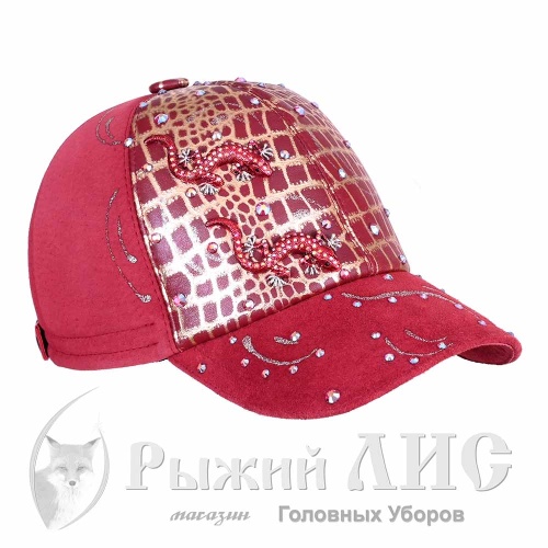 Бейсболка женская "Гранатовые ящерки" (6659-1, 56-58, бордо/золото)