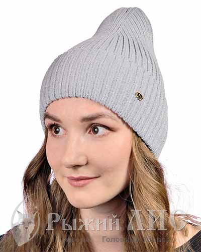 Шапка вязаная с отворотом женская "Трюфель"