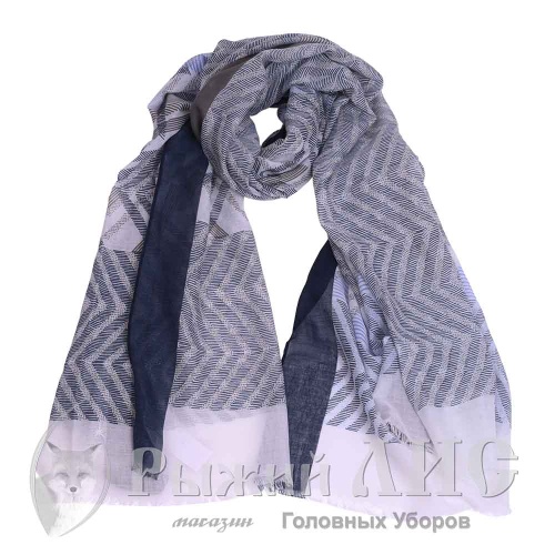 Палантин женский "Рябь" (6815-3, 90/180, джинс/белый)