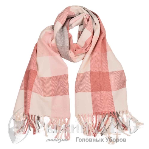 Палантин женский "Елочка" (5728-4, 70/180, коралл/серый)