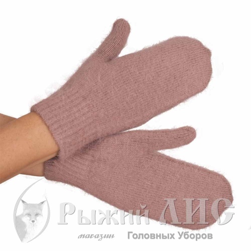 Варежки вязаные женские "Мороз" (6096-2, 18-19, коричневый светлый)