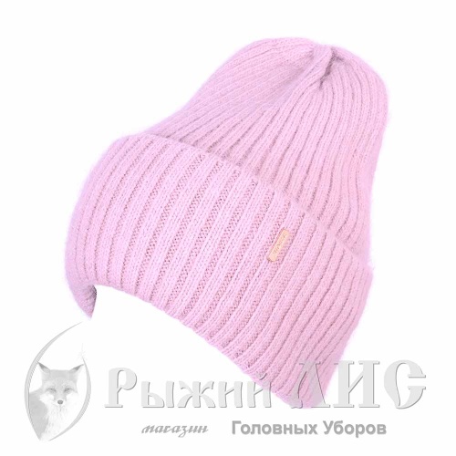 Шапка вязаная женская "Сеул" (5619-4, своб., пудра)