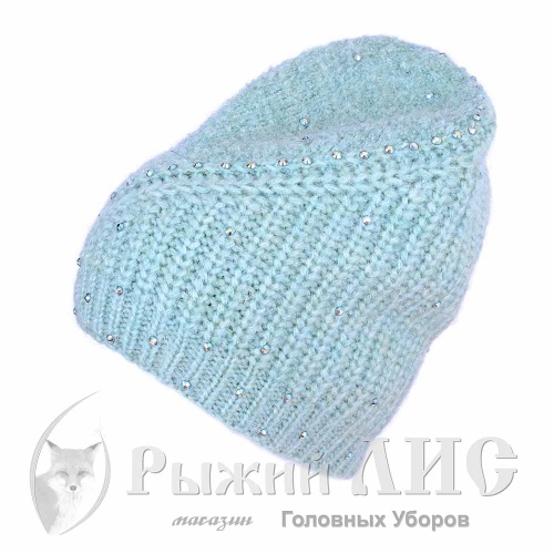 Шапка вязаная женская "Келли +" (6564-1, своб., мята)