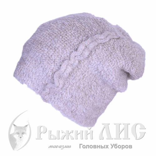 Шапка вязаная женская "Дея" (6960-2, своб., серо-бежевый)