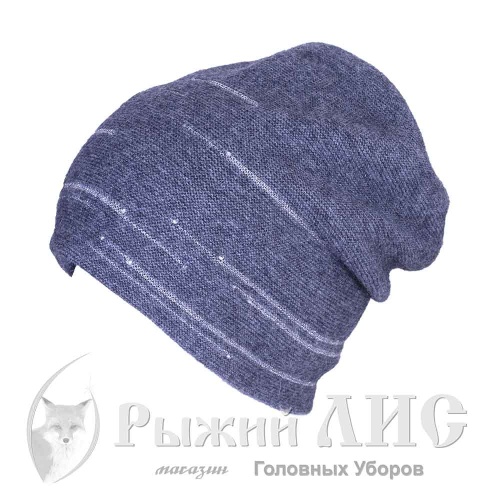 Шапка вязаная женская "Скалли" (6953-1, своб., серый)