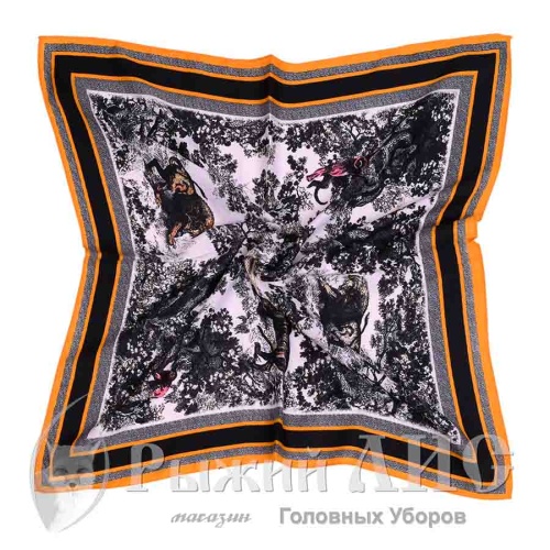 Платок женский "Сафари" (6751-1, 70/70, белый/черный)