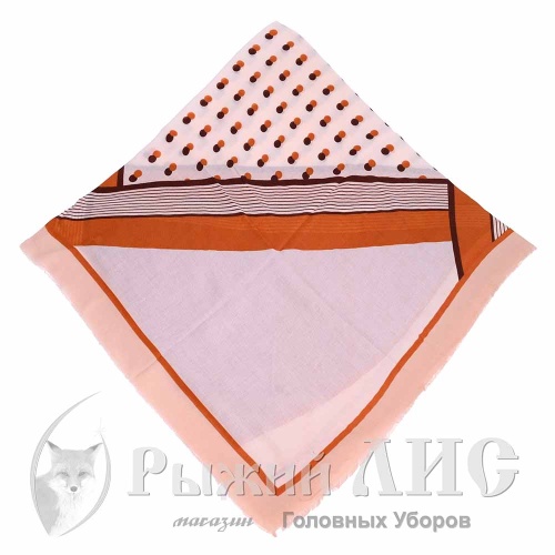 Платок женский "Горох" (6800-1, 135/135, жемчуг/коричневый)