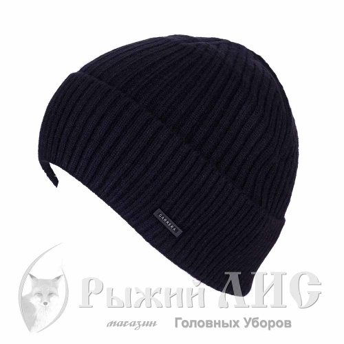 Шапка вязаная с отворотом мужская "Каррера" (6731-2, 58-60, черный)
