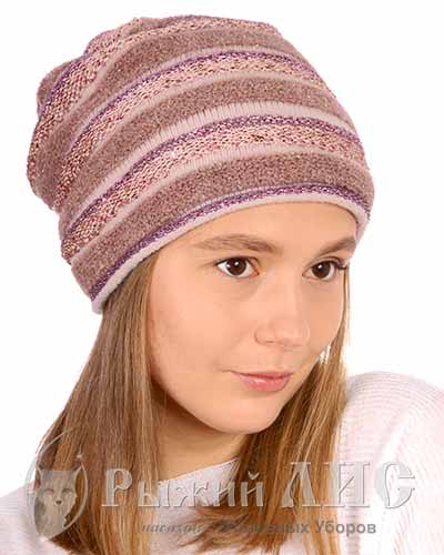 Шапка вязаная женская (4662-1, своб., античная роза)