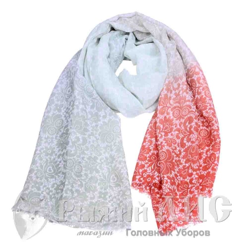 Палантин женский "Узор" (6335-3, 90/180, зеленый/терракот)