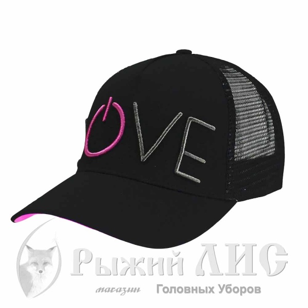 Бейсболка-пятиклинка женская "Любовь" (5938-1, 55-56, черный)