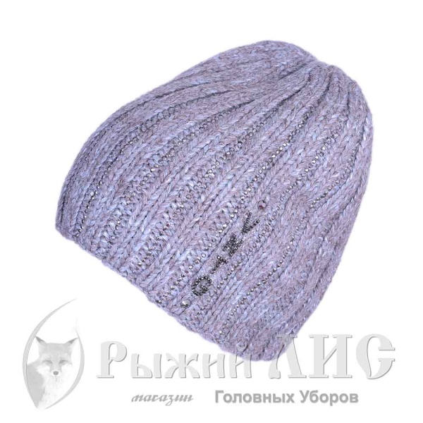Шапка вязаная женская "Дель Кампо" (6961-1, 56-58, капучино/джинс)