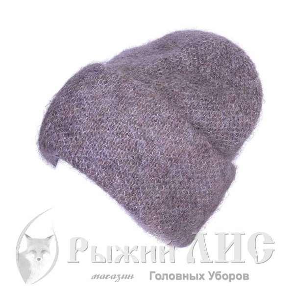 Шапка вязаная с отворотом женская "Элит" (6976-1, своб., бежевый меланж)