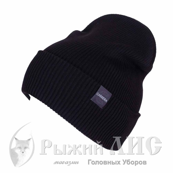 Шапка вязаная с отворотом мужская "Стейн" (6734-1, 58-60, черный)