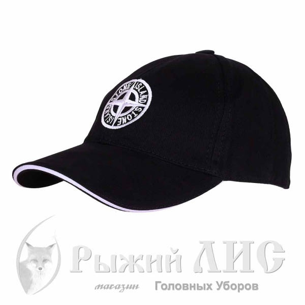 Бейсболка мужская "Stone island" (6789-2, 58-60, черный/белый)