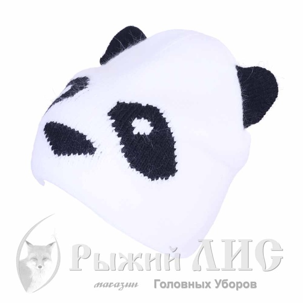 Шапка вязаная женская "Панда" (7024-1, своб., белый)