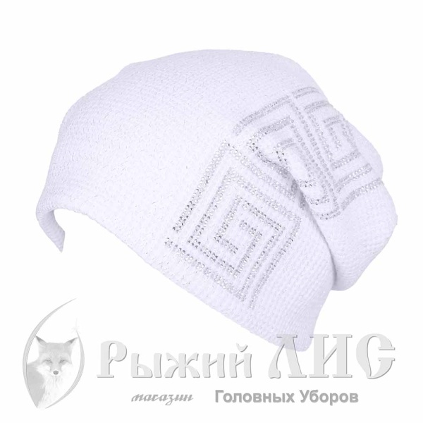 Шапка трикотажная женская "Квадра" (6724-1, своб., белый)